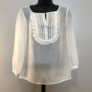 LOFT White Blouse 3/4 Sleeve Petite XS
